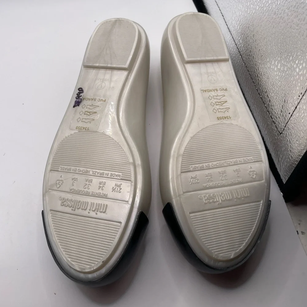 Mini Melissa Vegan Black and Cream now Flats size 3 girls